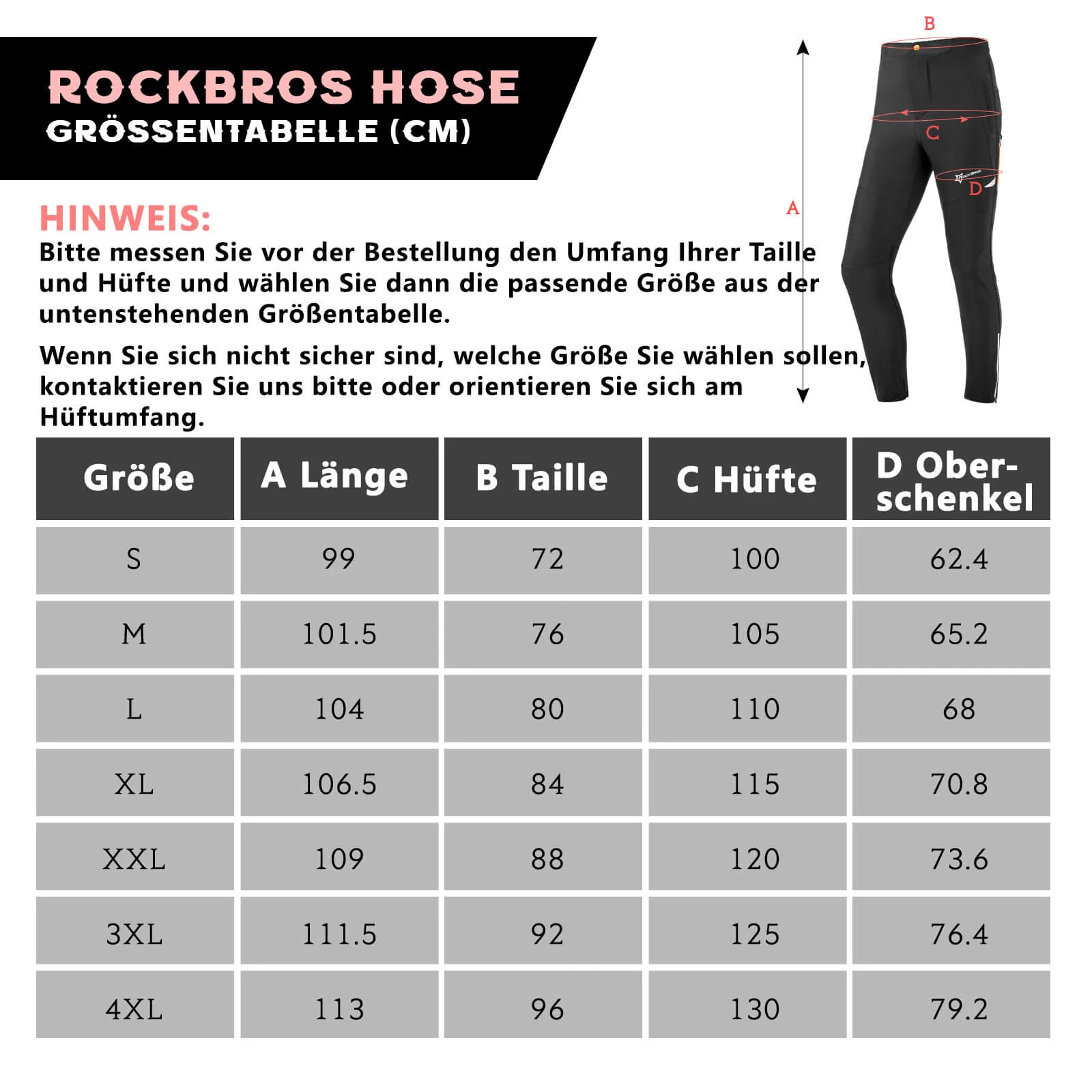 ROCKBROS Herren Radlerhose Atmungsaktiv Lang Fahrradhose Unisex M-4XL - Image 7