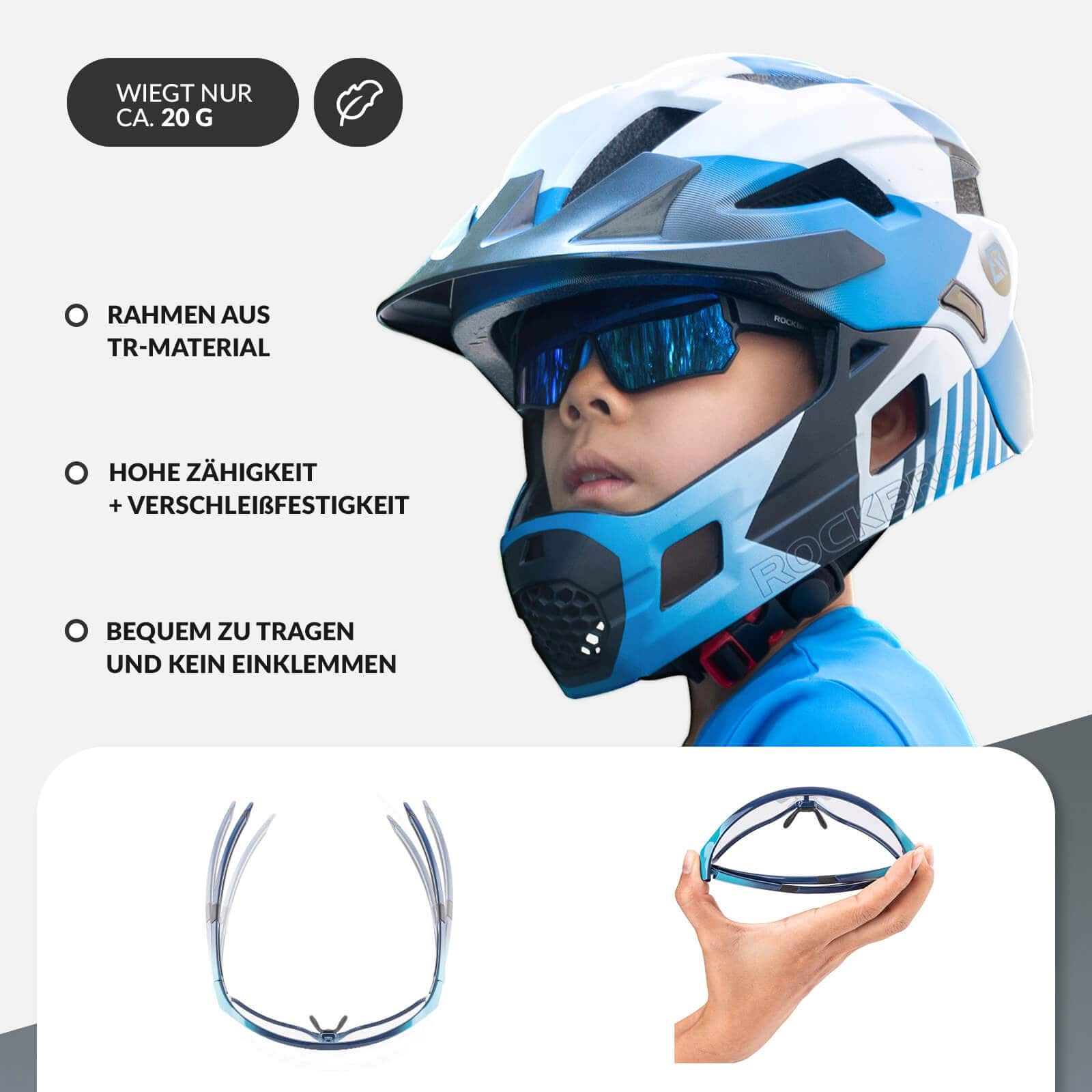 ROCKBROS Kinder Fahrradbrille UV400-Schutz Selbsttönend Sonnenbrille - Image 17