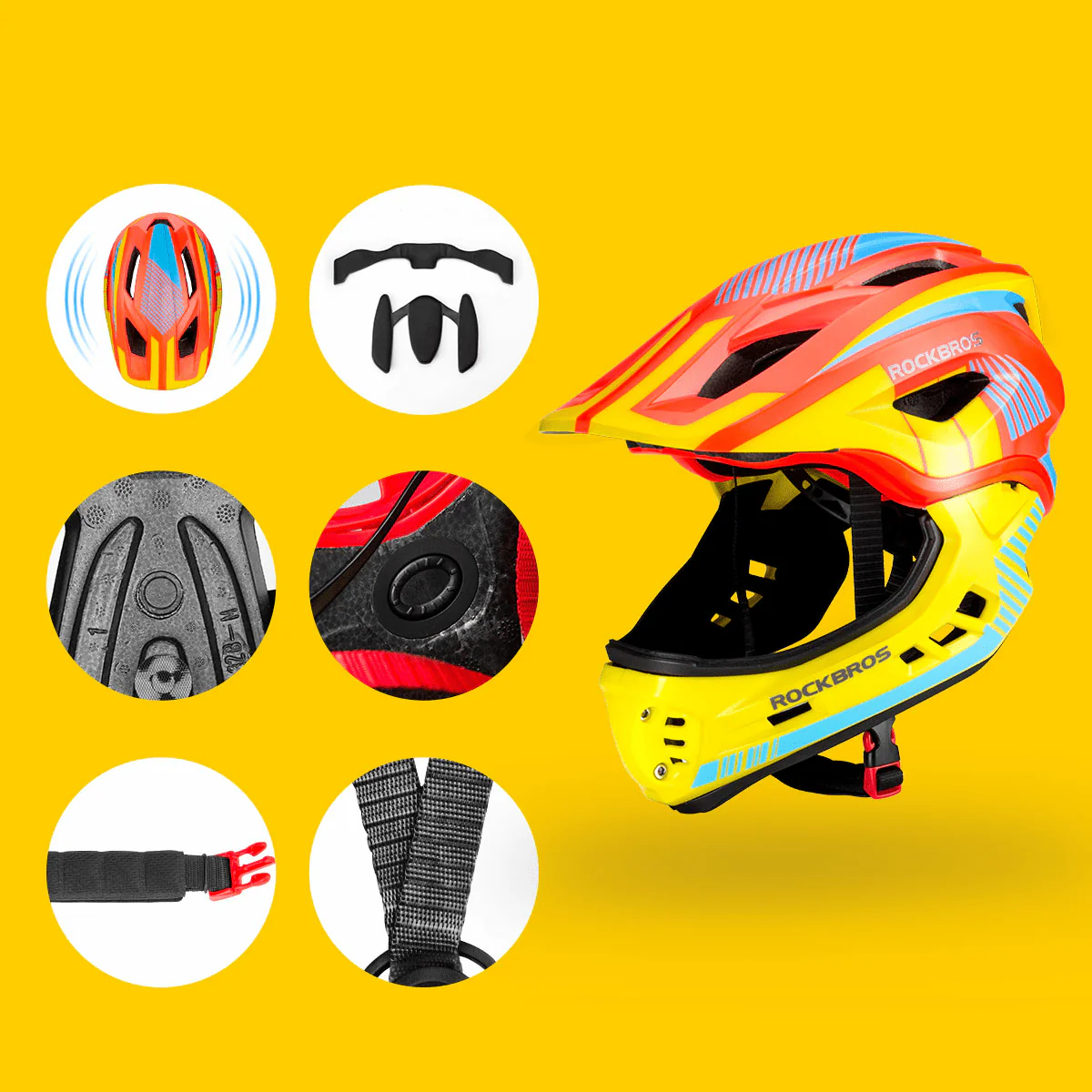 ROCKBROS Kinder helm Integriert Fahrradhelm mit Abnehmbarem Kinnschutz - Image 24