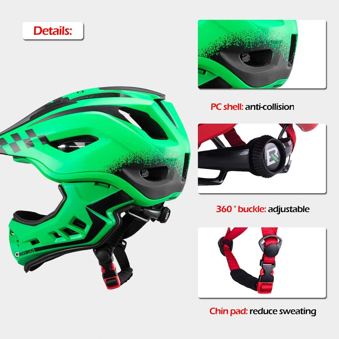 ROCKBROS Kinder helm Integriert Fahrradhelm mit Abnehmbarem Kinnschutz - Image 30