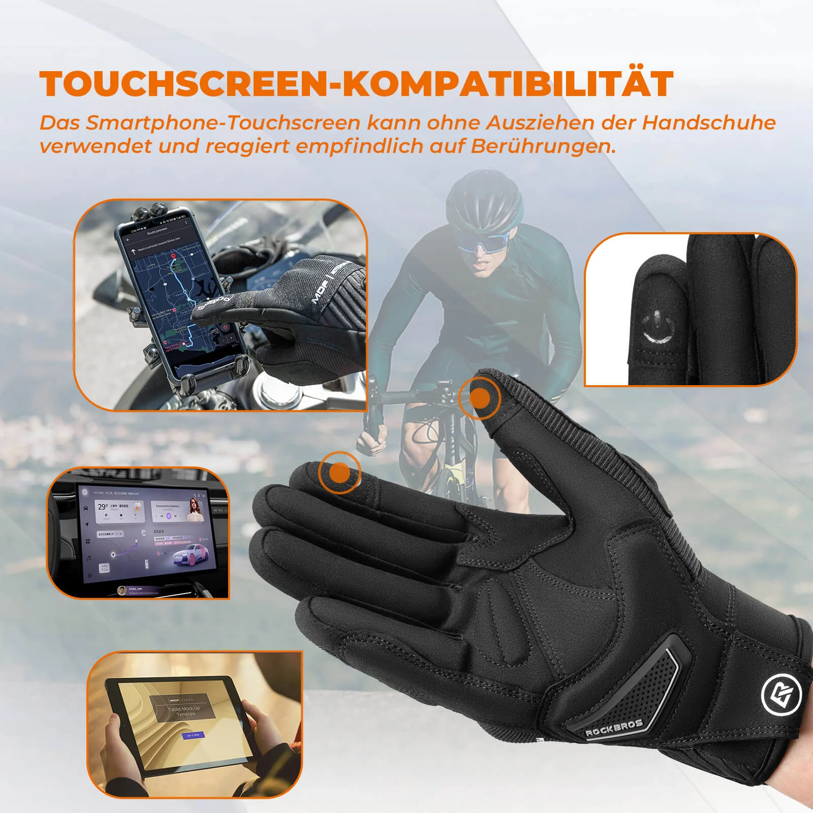 ROCKBROS Motorradhandschuhe Atmungsaktiv Handschuhe Touchscreen - Image 4