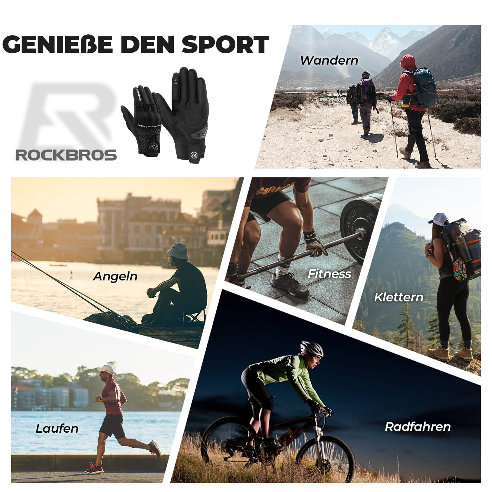 ROCKBROS Motorradhandschuhe Atmungsaktiv Handschuhe Touchscreen - Image 8