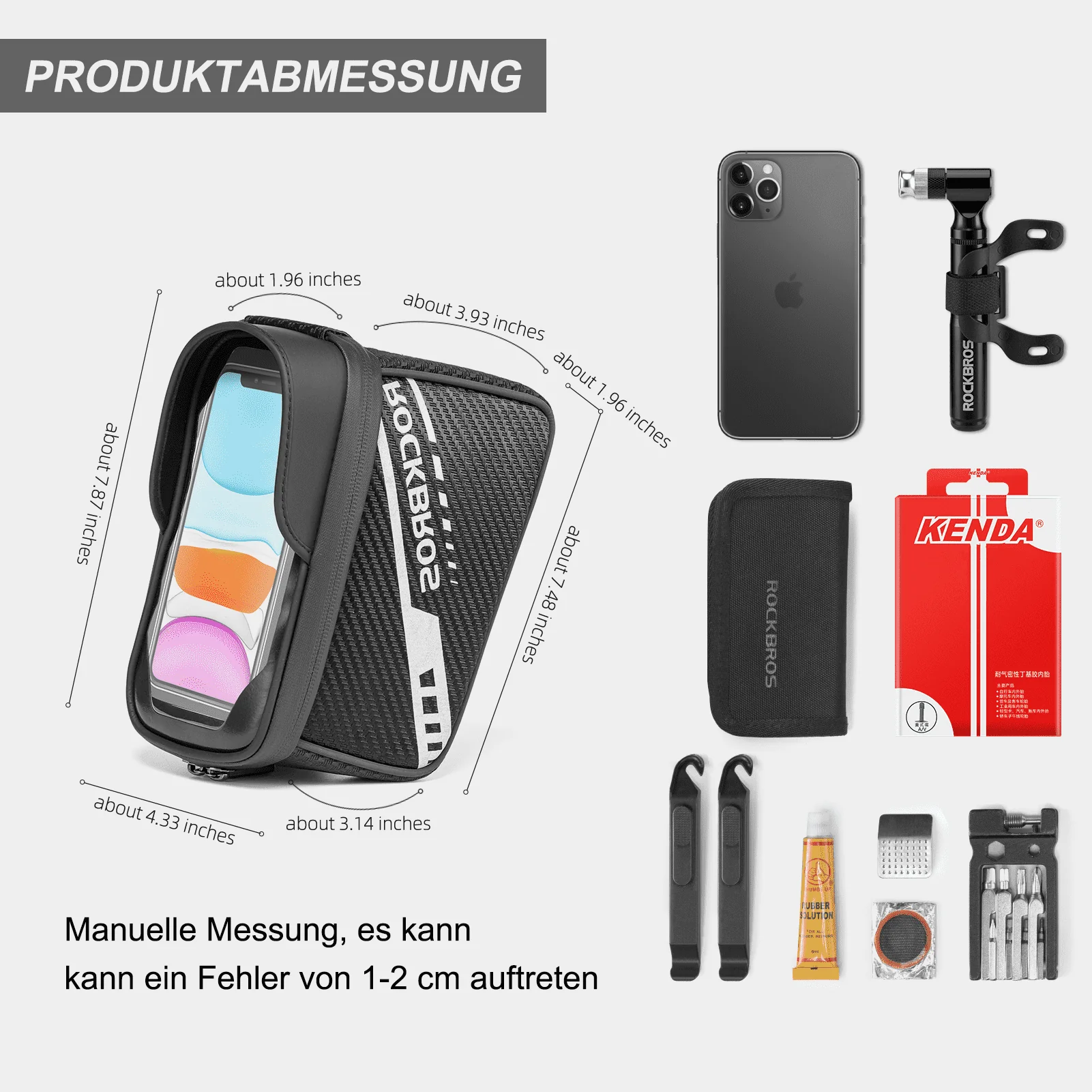 ROCKBROS  Oberrohrtasche mit TPU-Touchscreen Seitentaschen-Design 1L - Image 4