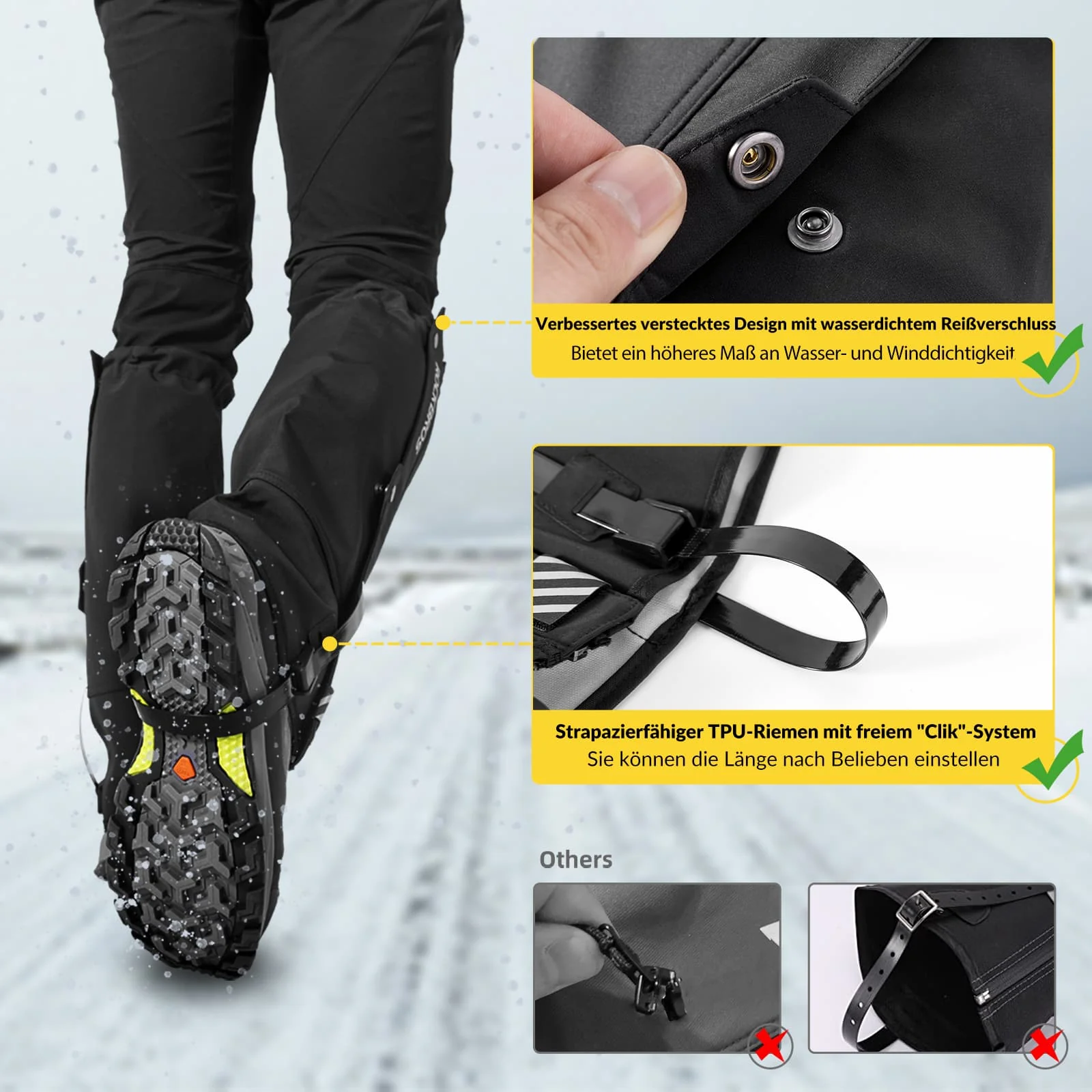 ROCKBROS Outdoor Gamaschen wasserdichte Schnee Gaiter für Herren Damen - Image 3