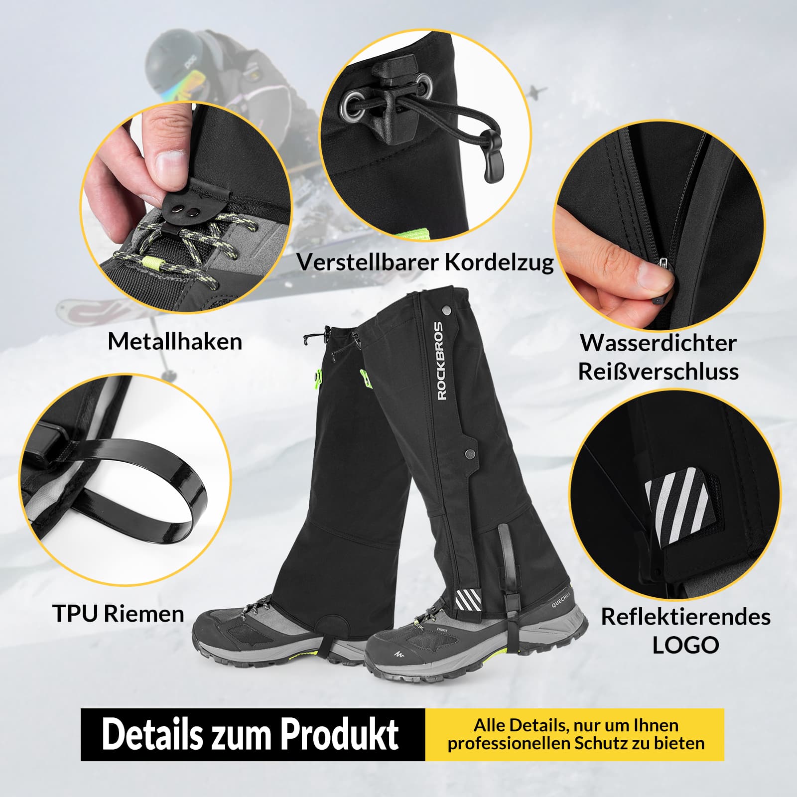 ROCKBROS Outdoor Gamaschen wasserdichte Schnee Gaiter für Herren Damen - Image 4