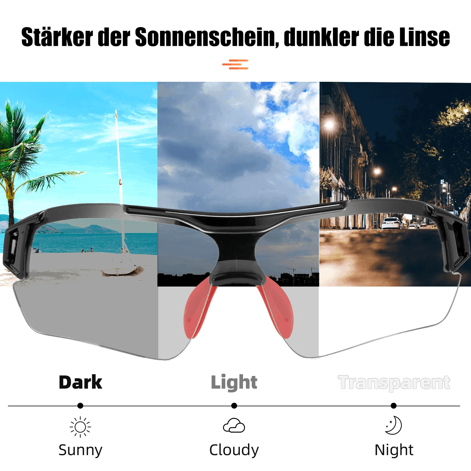 ROCKBROS Radbrille Sonnenbrille Halbrahmen Photochromatische Brille - Image 17