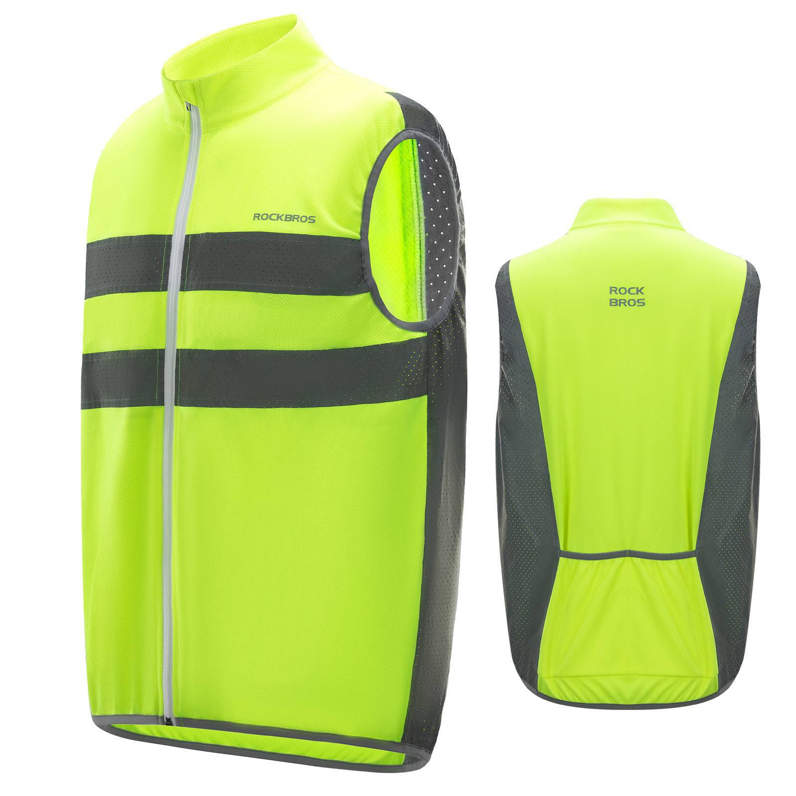 ROCKBROS Reflektierende Weste Reiten Sicherheitsweste Fluoreszierend Grün - Image 2