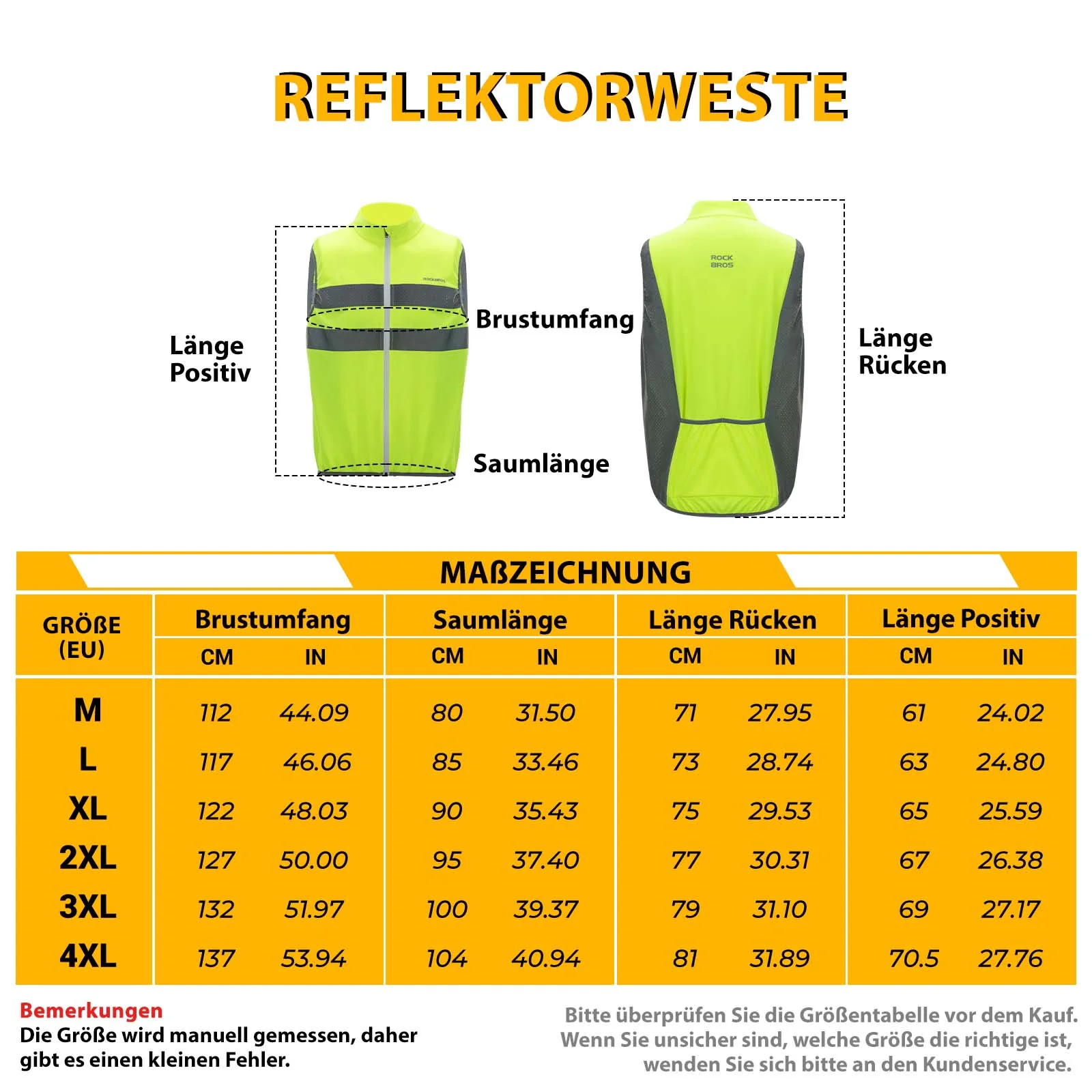 ROCKBROS Reflektierende Weste Reiten Sicherheitsweste Fluoreszierend Grün - Image 6