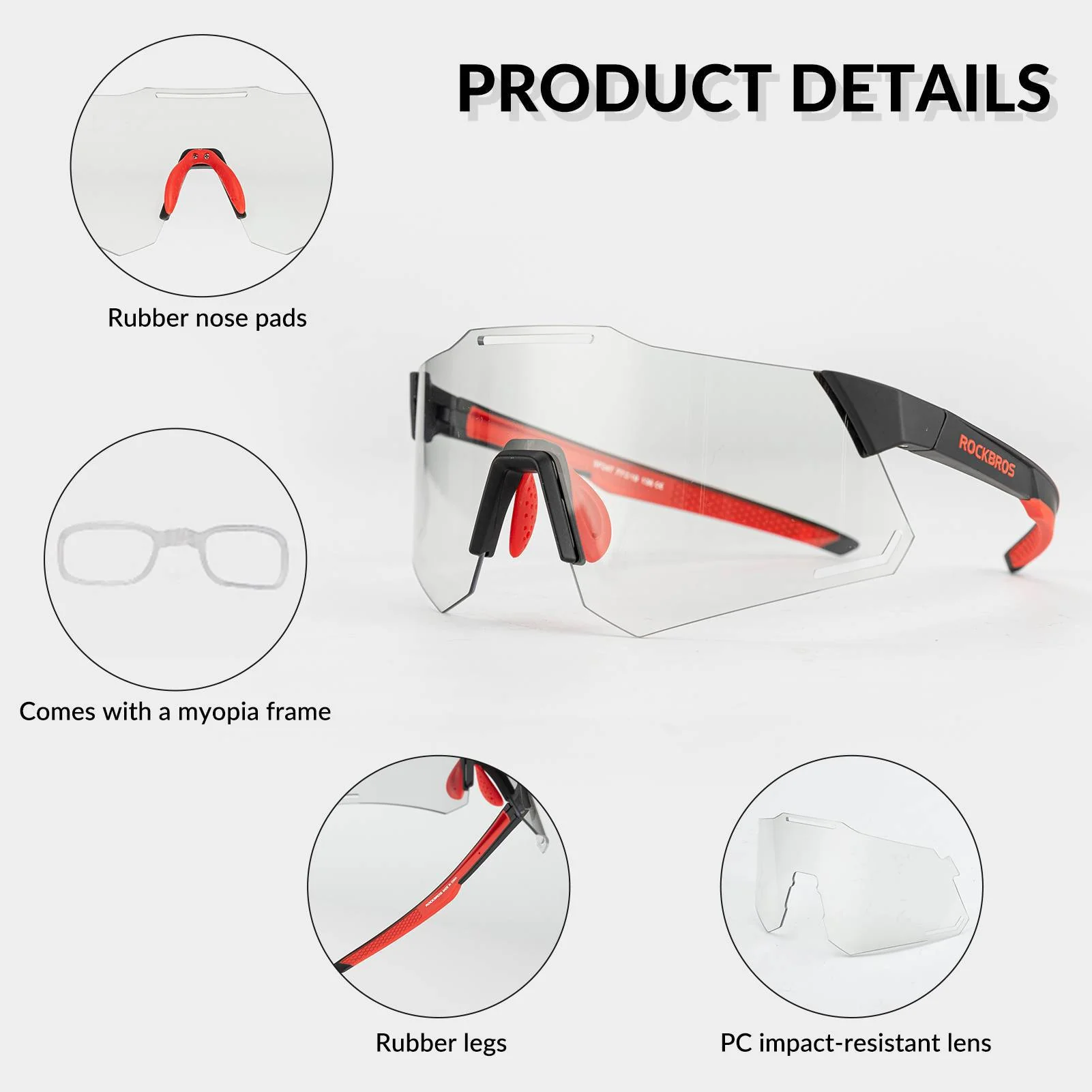 ROCKBROS Sonnenbrille UV400 Schutz Radsportbrille für Damen/ Herren - Image 15
