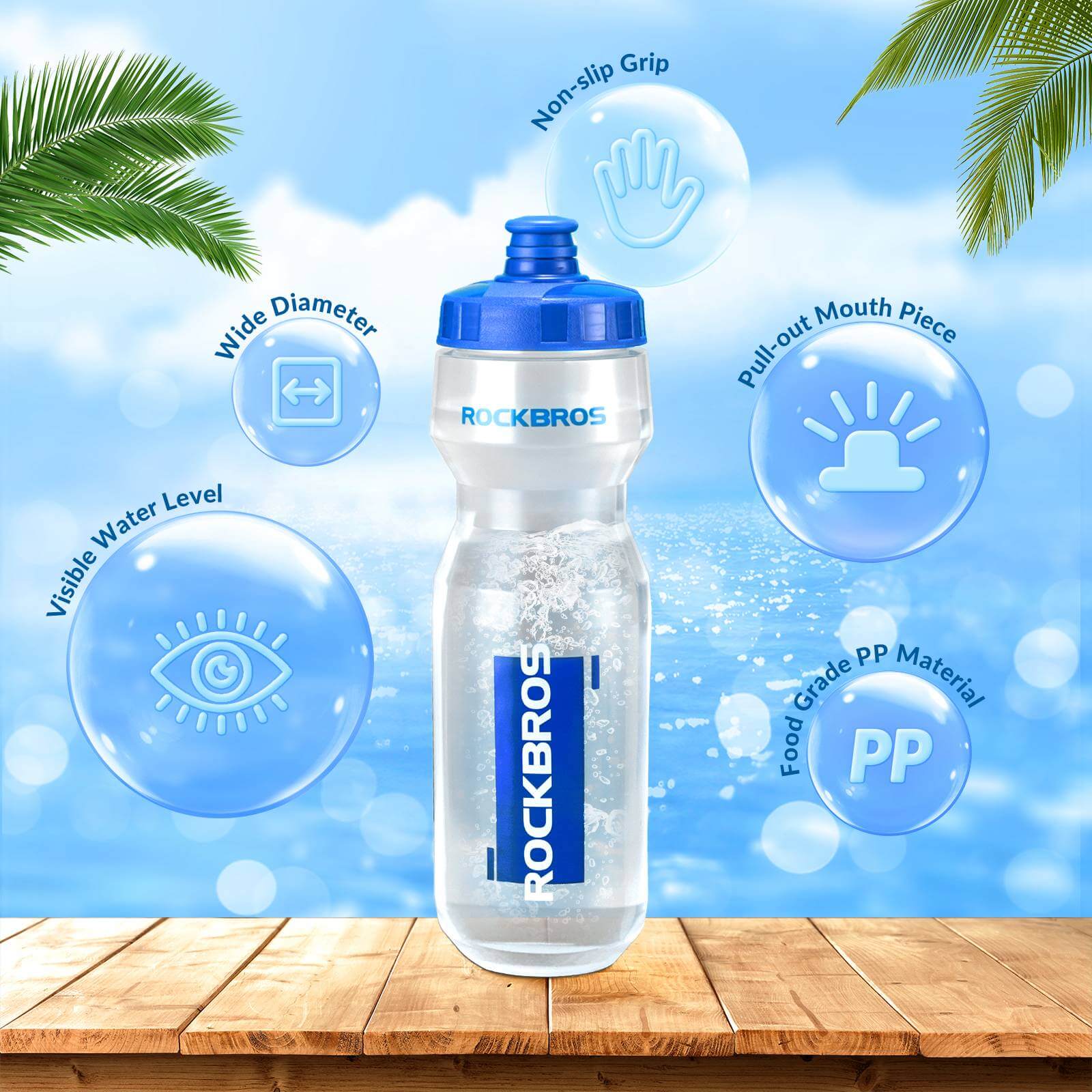 ROCKBROS Sport Trinkflasche 750ml Fahrrad Wasserflasche BPA-Frei - Image 13