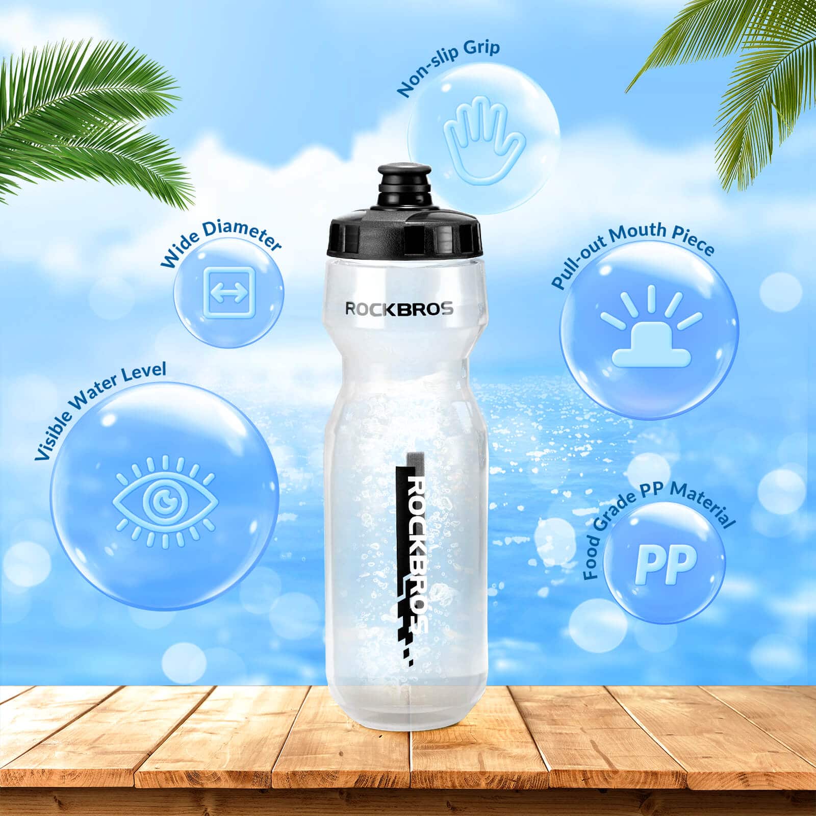ROCKBROS Sport Trinkflasche 750ml Fahrrad Wasserflasche BPA-Frei - Image 21