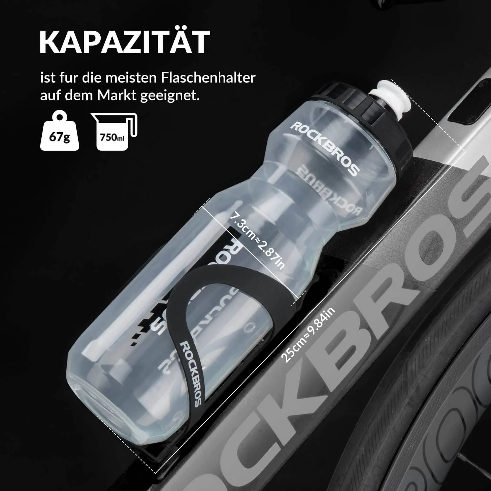 ROCKBROS Sport Trinkflasche 750ml Fahrrad Wasserflasche BPA-Frei - Image 22
