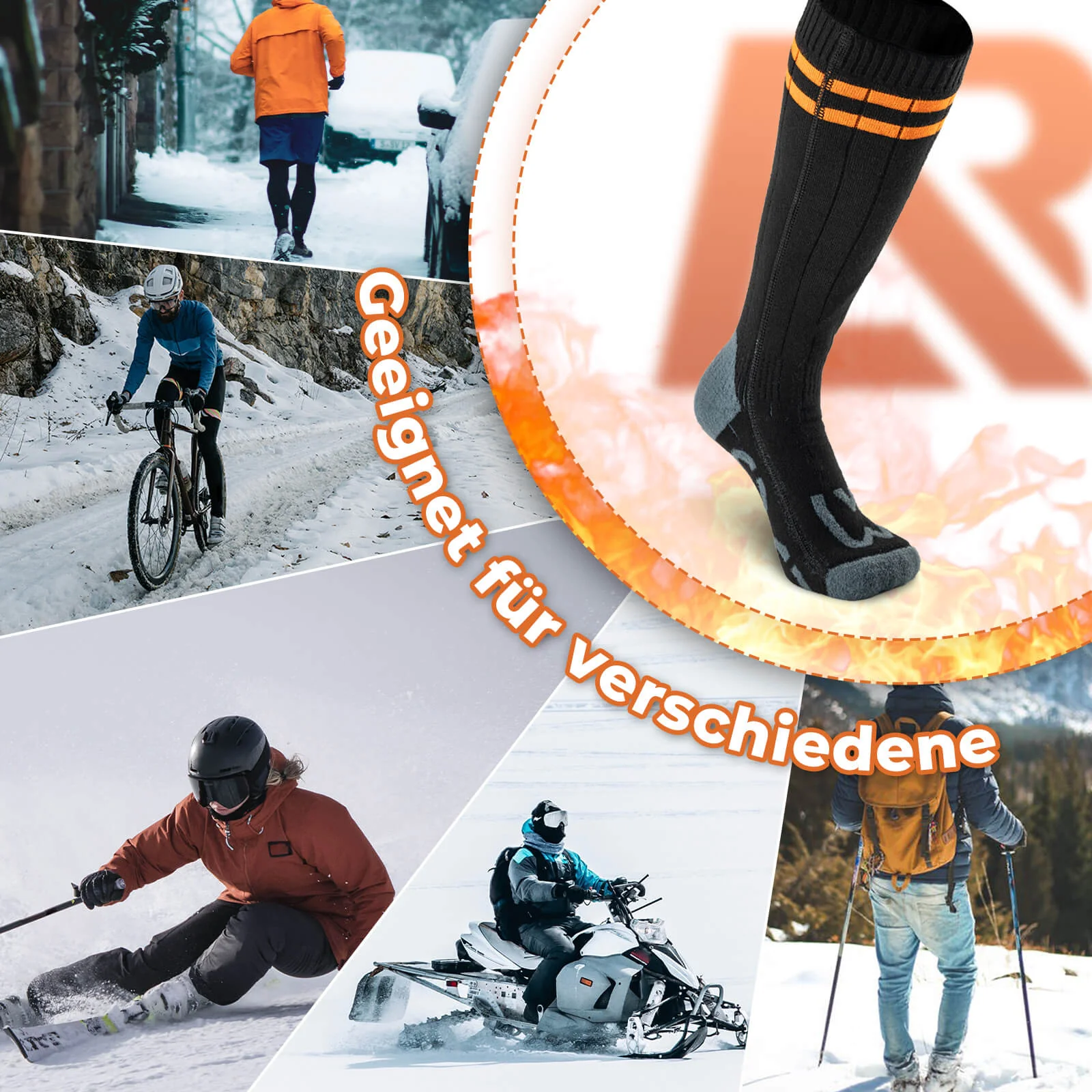 ROCKBROS Sportsocken Fahrradsocken Winter Heizsocken Wiederaufladbar 5000mAh - Image 9