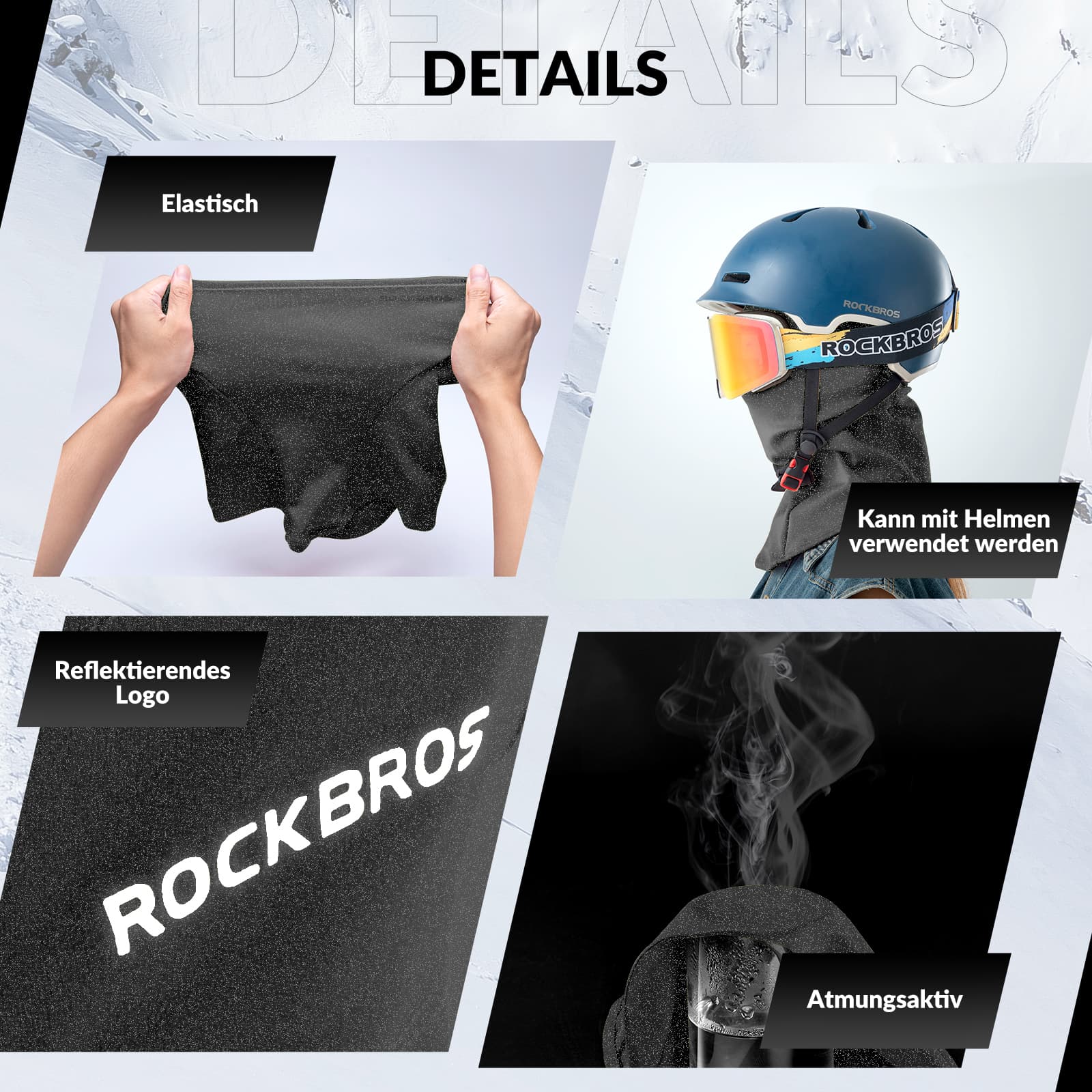 ROCKBROS Sturmhaube Herbst Winter Balaclava für Outdoorsports Unisex - Image 23