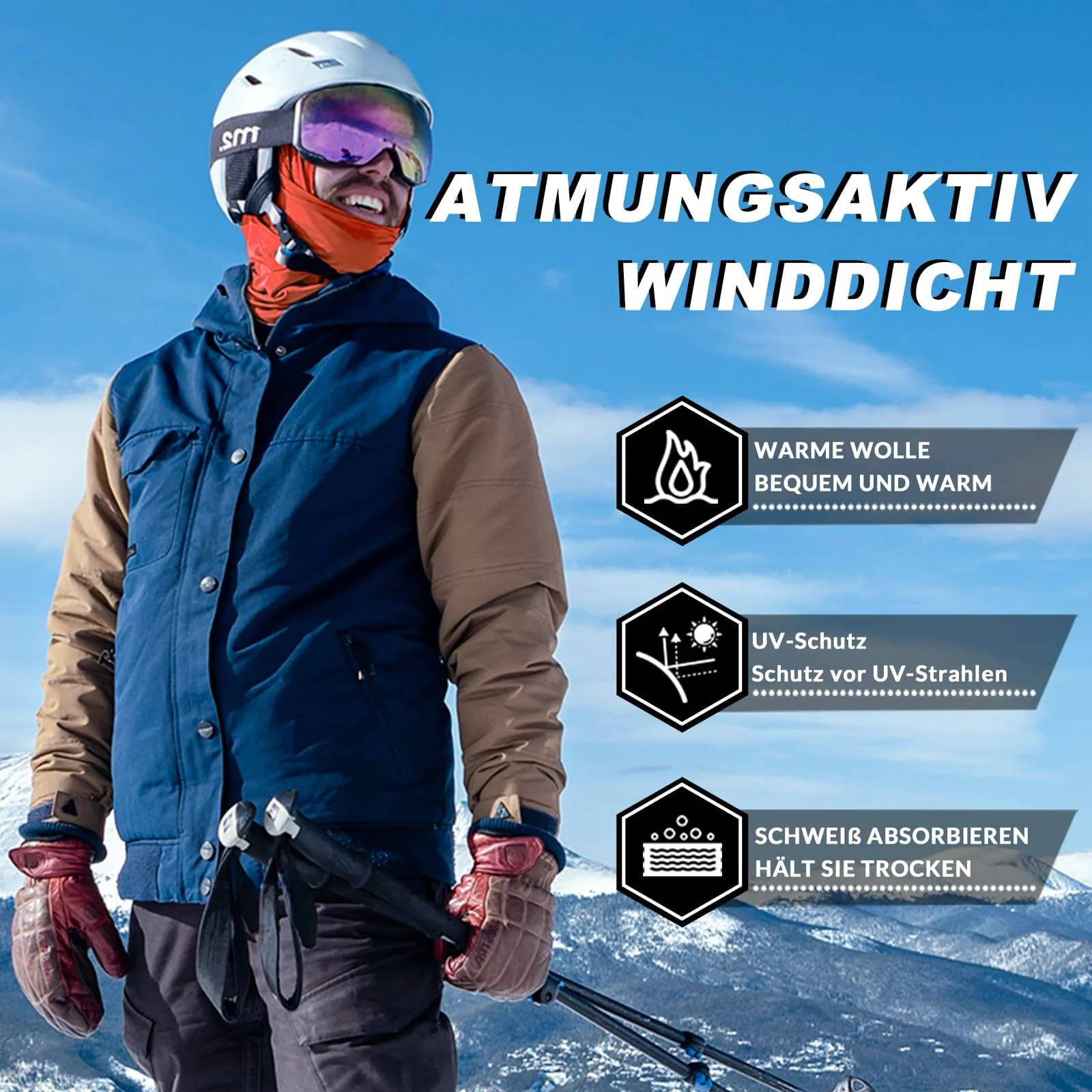 ROCKBROS Sturmhaube Herbst Winter Balaclava für Outdoorsports Unisex - Image 30