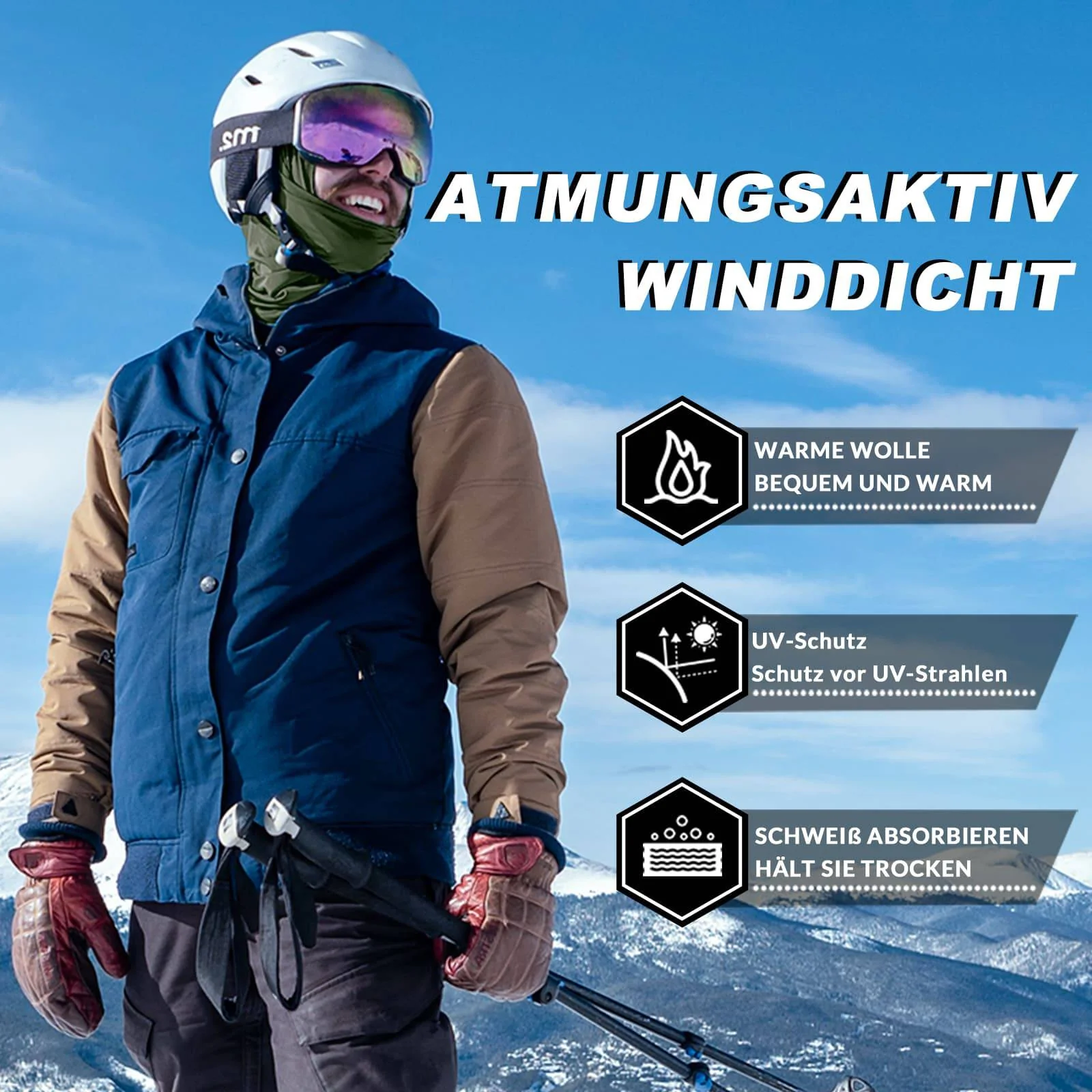 ROCKBROS Sturmhaube Herbst Winter Balaclava für Outdoorsports Unisex - Image 33