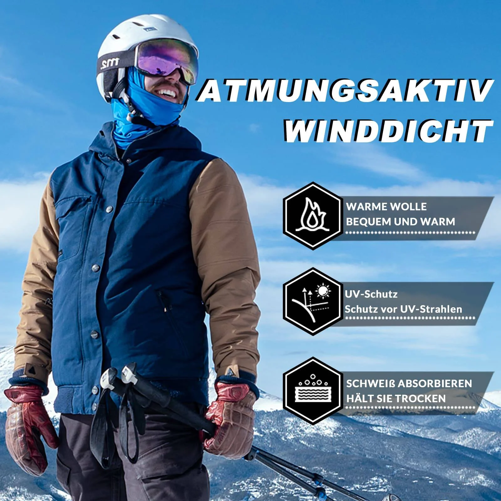 ROCKBROS Sturmhaube Herbst Winter Balaclava für Outdoorsports Unisex - Image 43