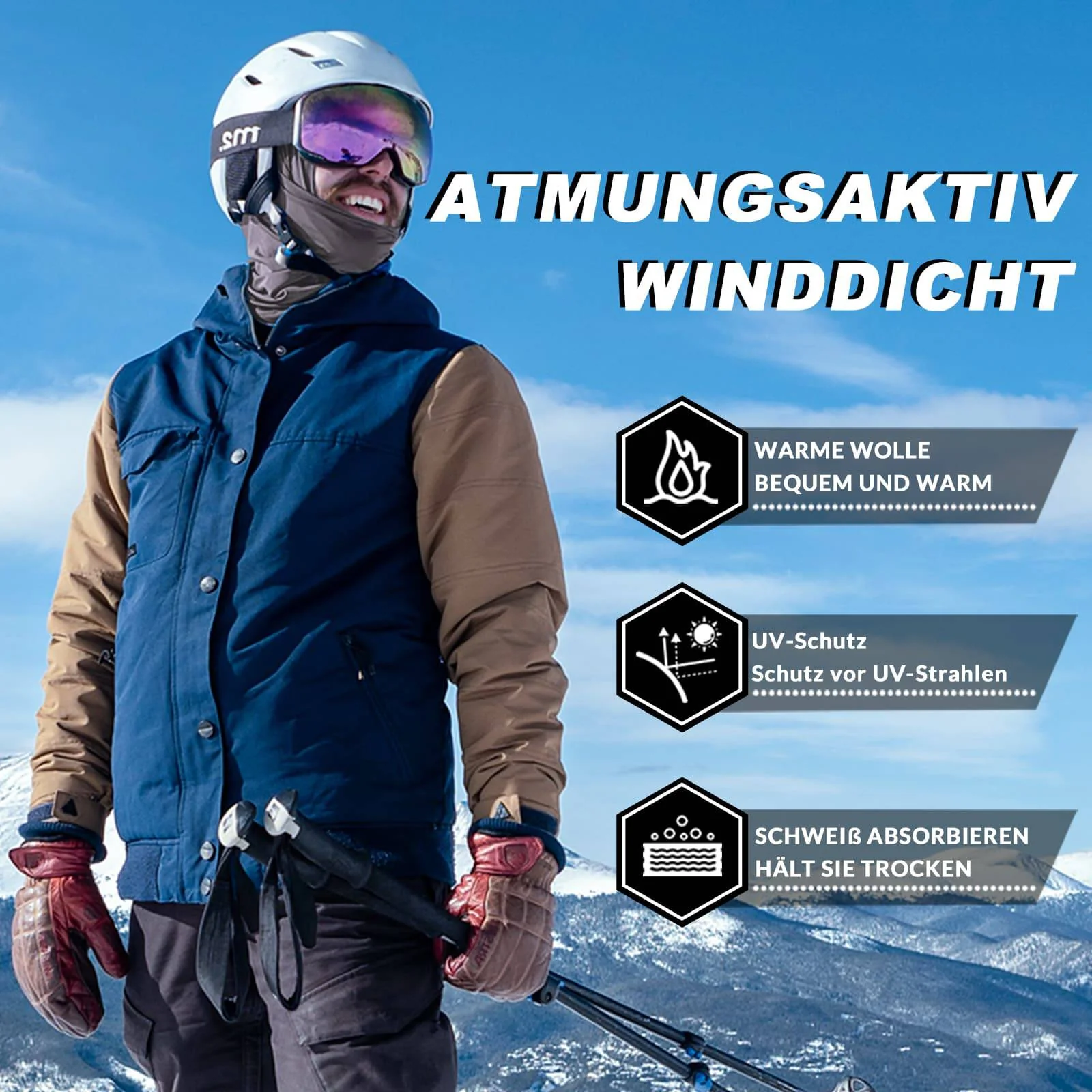 ROCKBROS Sturmhaube Herbst Winter Balaclava für Outdoorsports Unisex - Image 58