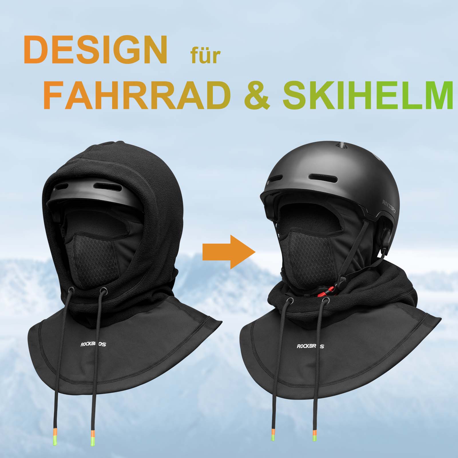 ROCKBROS Sturmhaube Winddicht Fahrrad Full Face Gesichtshaube für Radfahren Skifahren - Image 16
