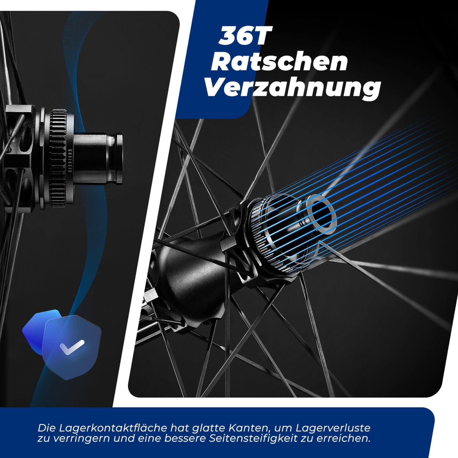 ROCKBROS T700 Carbon Laufradsatz 28‘‘ 50mm Scheibenbremse Steckachse Laufrad Set für Rennrad und SHIMANO 8-12 Fach 24 Speichen 36T-Stahllager - Image 5