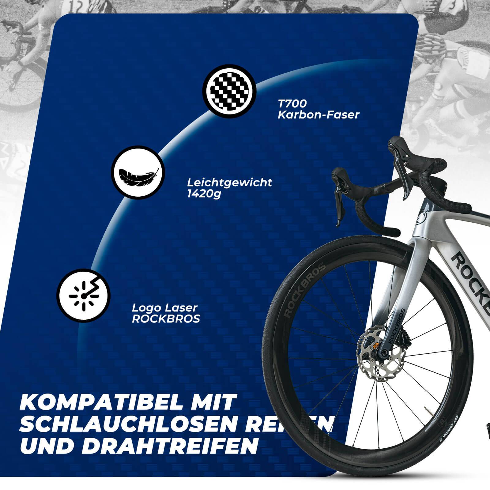 ROCKBROS T700 Carbon Laufradsatz 28‘‘ 50mm Scheibenbremse Steckachse Laufrad Set für Rennrad und SHIMANO 8-12 Fach 24 Speichen 36T-Stahllager - Image 7