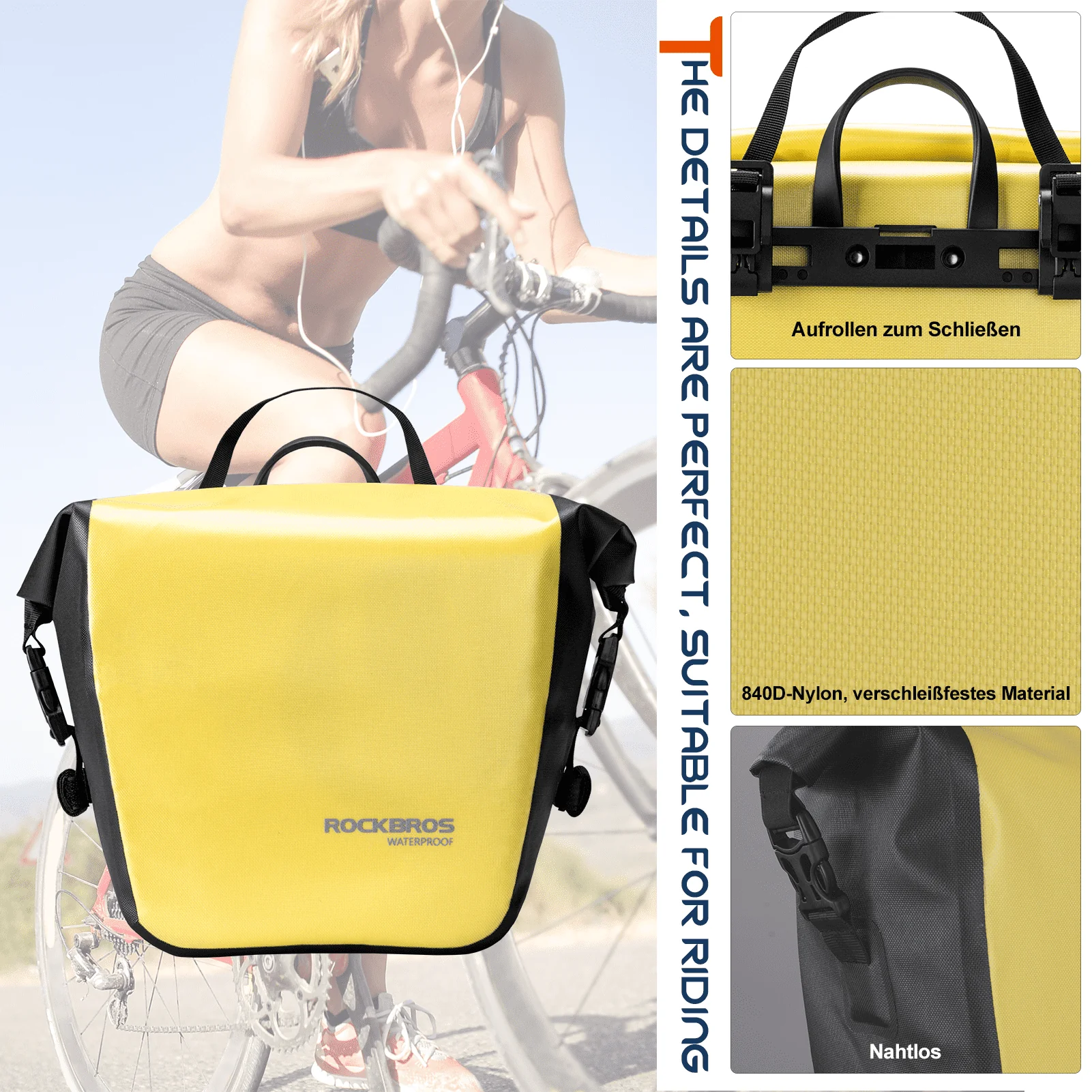 ROCKBROS Wasserdichte Gepäckträgertasche 12-16L - Image 4