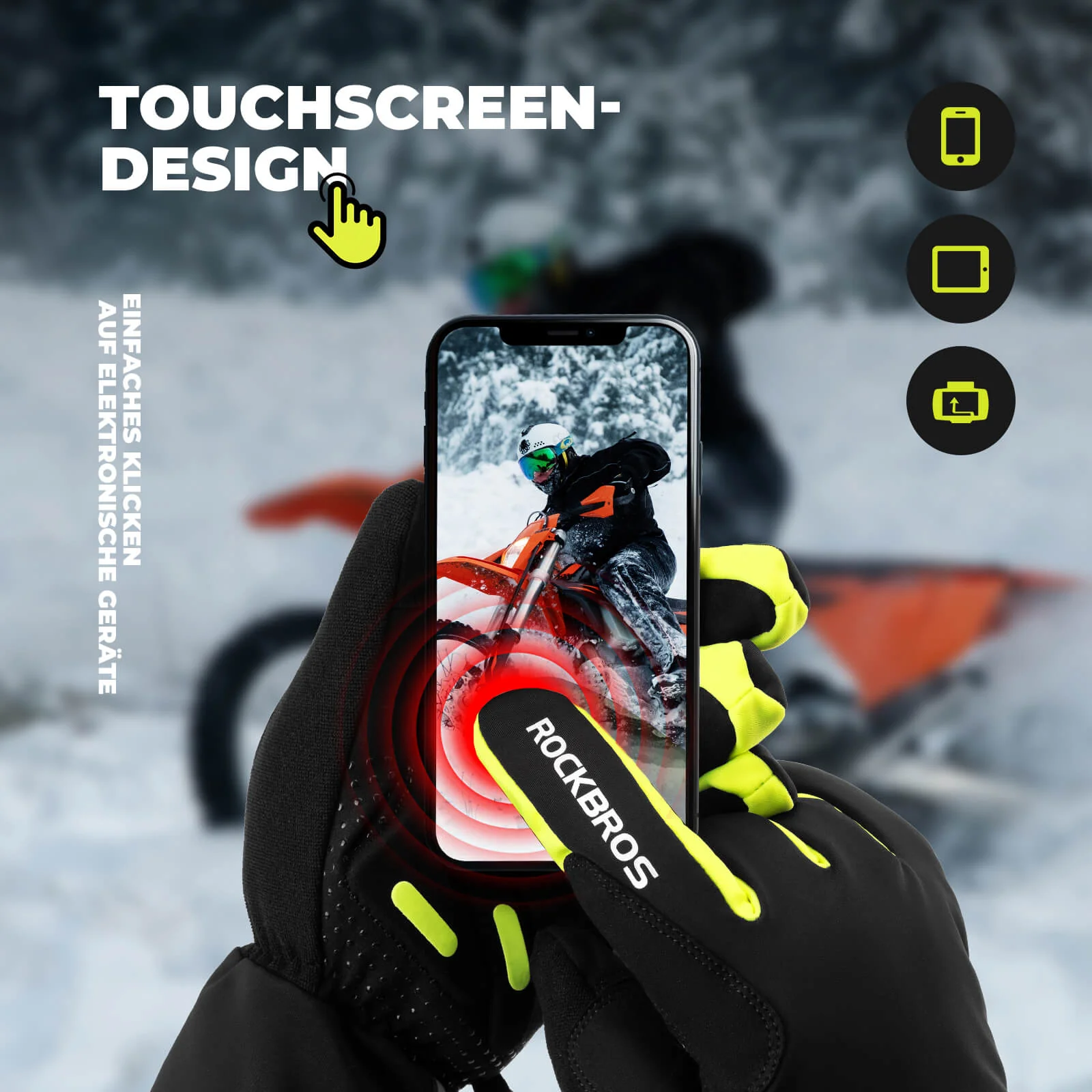 ROCKBROS Winter Beheizte Fahrradhandschuhe Touchscreen Handschuhe M-2XL - Image 3