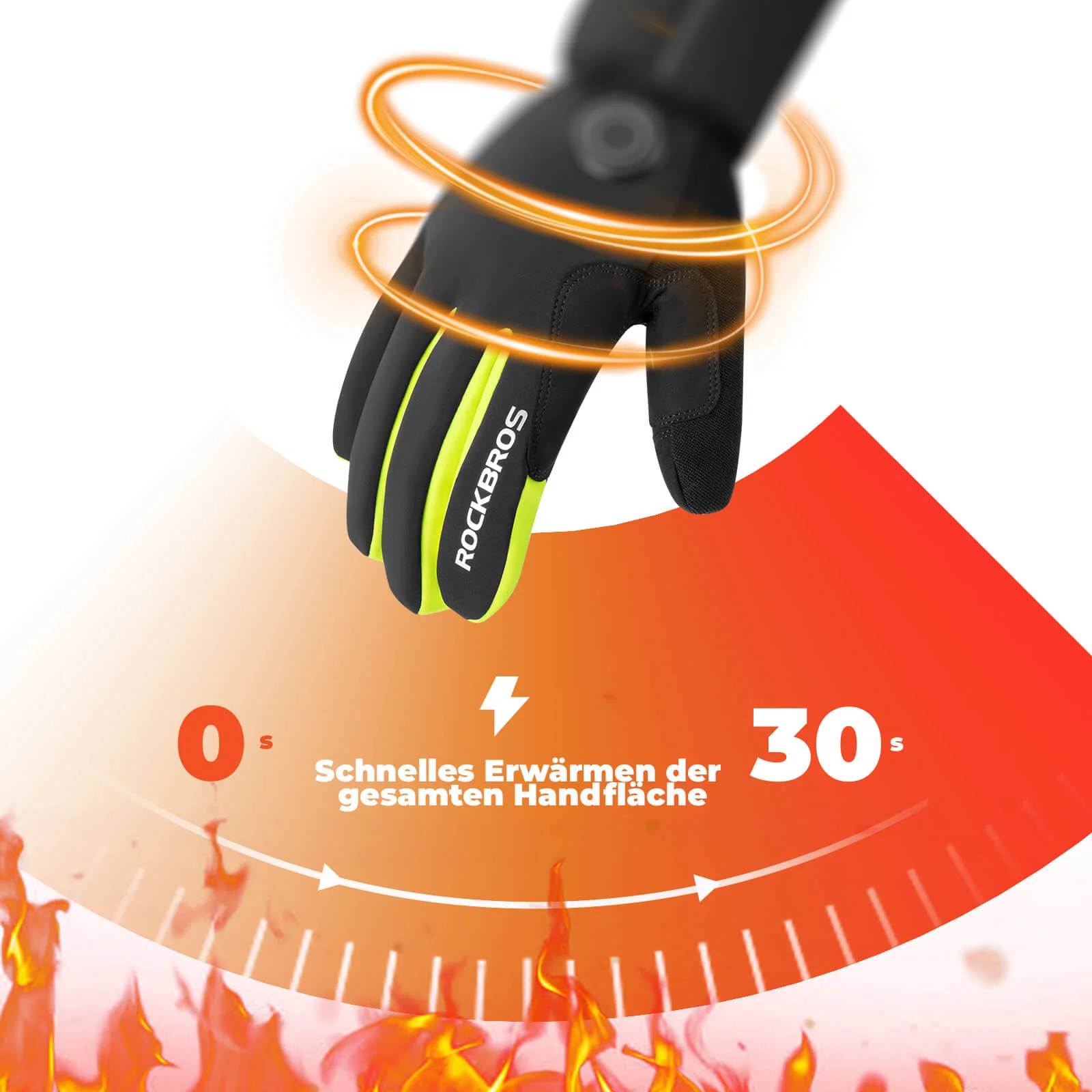 ROCKBROS Winter Beheizte Fahrradhandschuhe Touchscreen Handschuhe M-2XL - Image 6