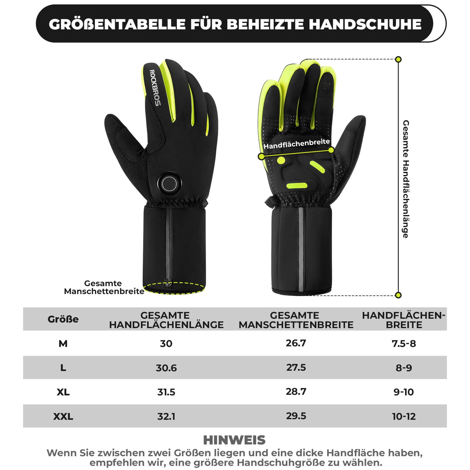ROCKBROS Winter Beheizte Fahrradhandschuhe Touchscreen Handschuhe M-2XL - Image 7