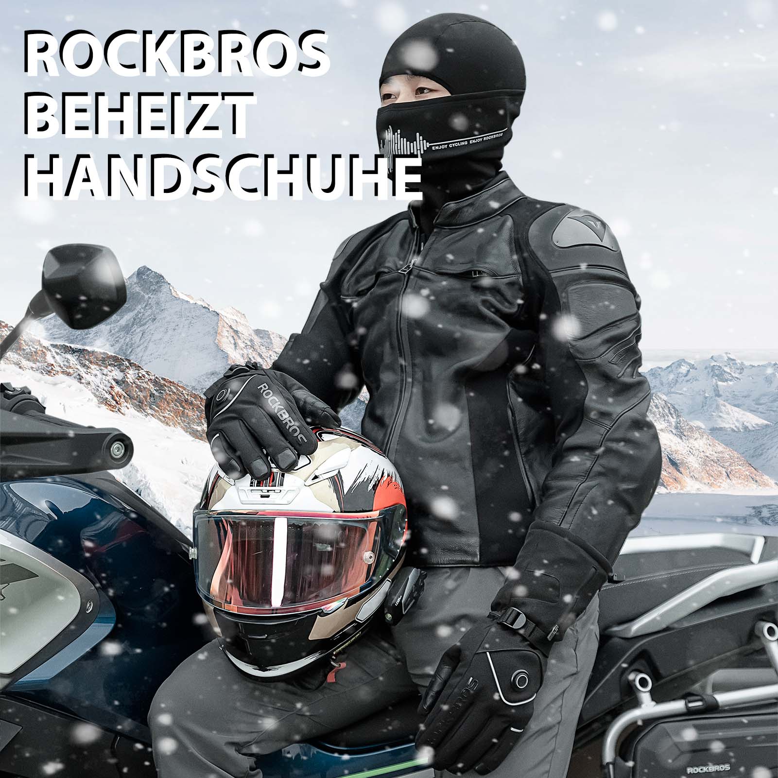 ROCKBROS Winter Skihandschuhe Wiederaufladbare Beheizte Handschuhe Schwarz - Image 7