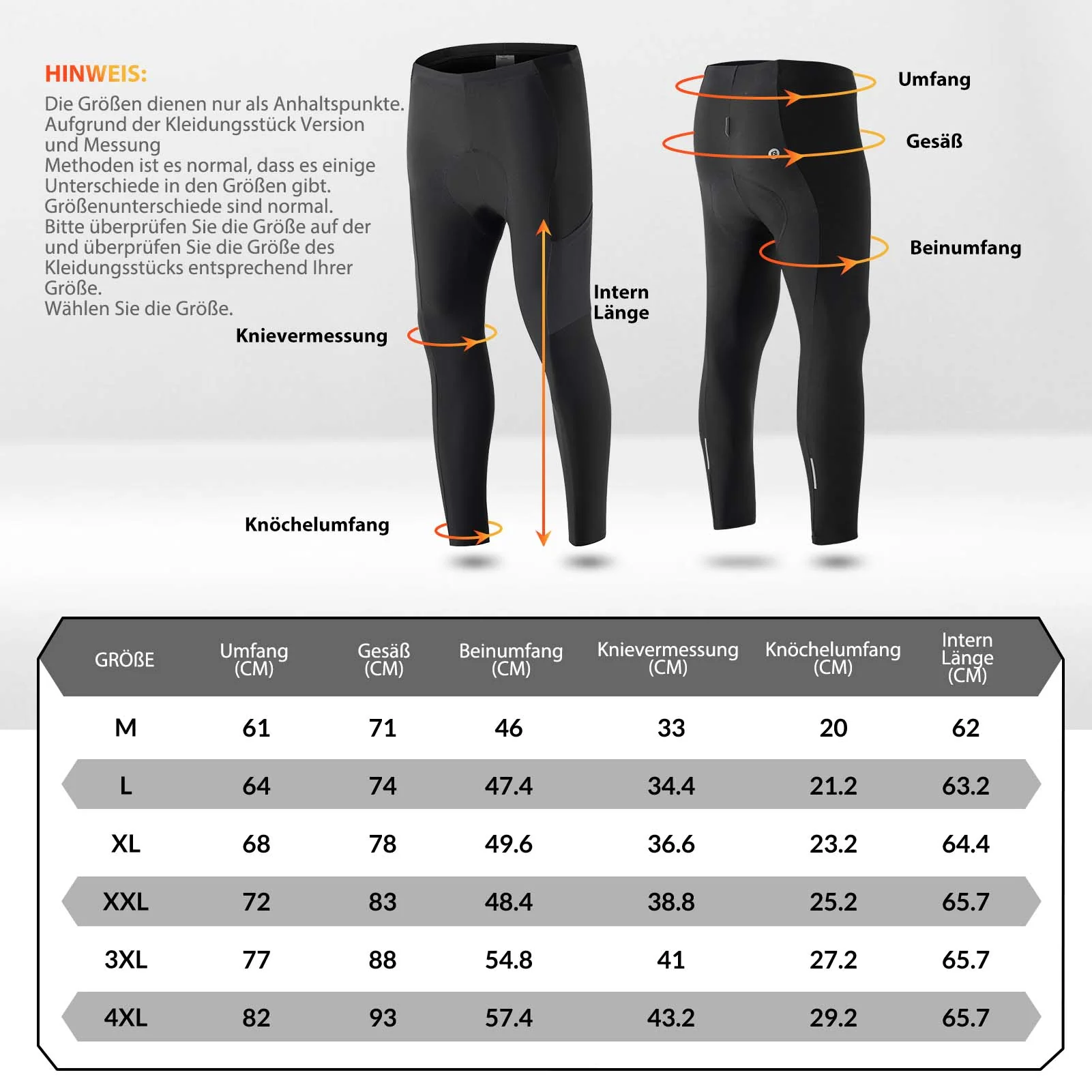 Winter Fahrrad Lange Hose Elastische Radhose Herren/Damen M-4XL - Image 7